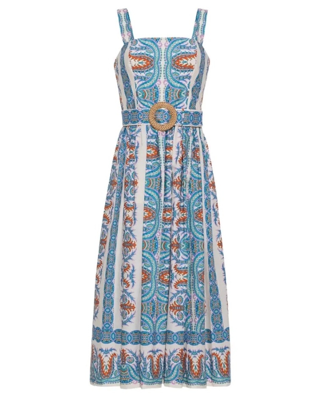 Cara Cara New Julie Cotton Poplin Dress with Raffia Belt Size 8